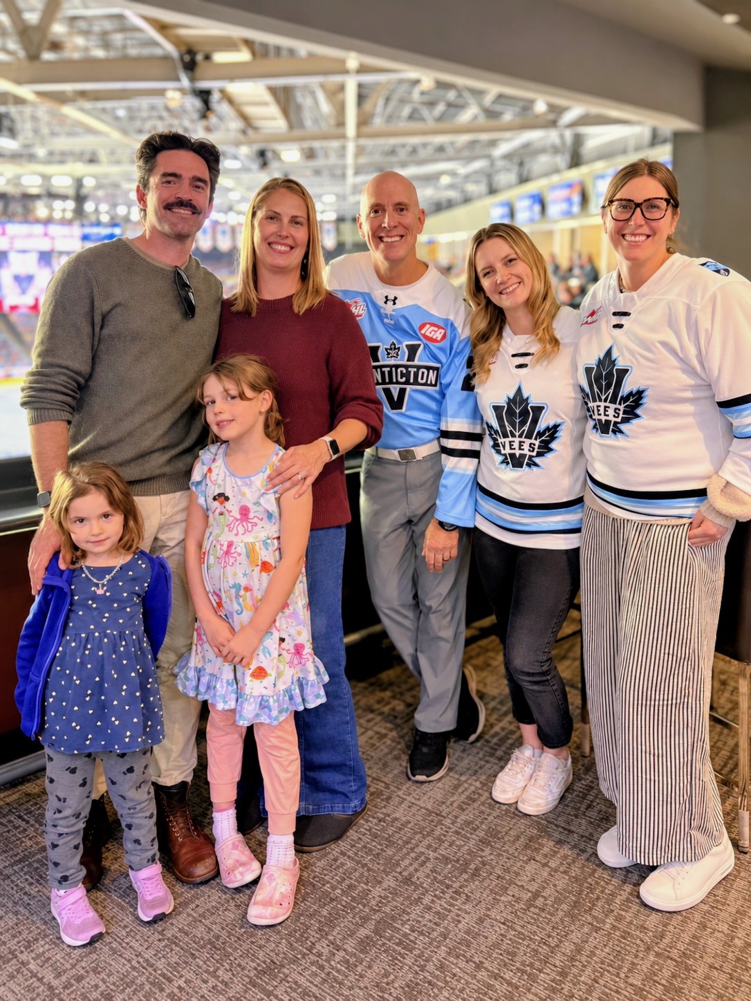 The Guerard family and the Sensory Sensitive Suite team at the October 14 Penticton Vees game